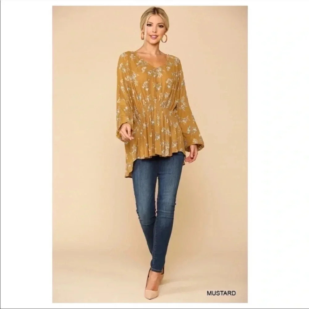Mustard Floral Tunic​​​​ - Picture 3 of 10